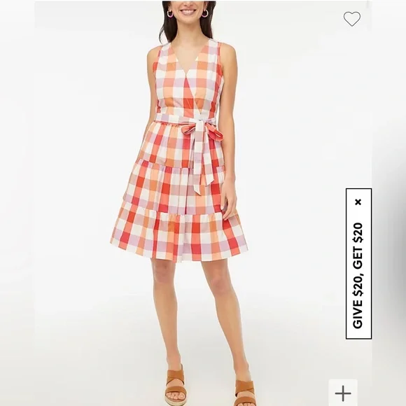 [J. CREW FACTORY] FAUX WRAP SLEEVELESS DRESS - Picture 4 of 5